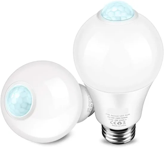 Smart E27 LED Light Bulb with PIR Motion Sensor and Light Sensor for Indoor Use