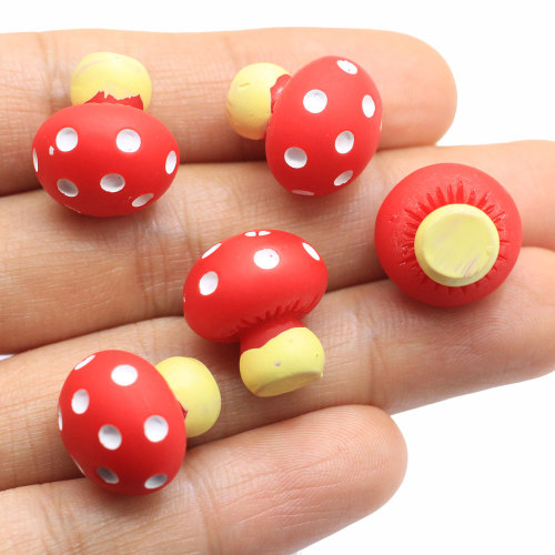 3D Red Mushroom Resin Beads Simulation Vegetable for Fairy Garden Toys DIY Home Craft Charms Keychain Accessory