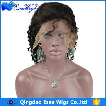 Top Quality 100% Human Virgin Remy Hair Deep Wave with Lace Wig for Black Women 12inch #2 Color