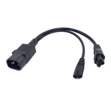 Y Type Splitter Power Cord ,IEC320 C14 Plug 3-Prong Male Power Cable Cord AC Power Adapter to C7 +C5 Female