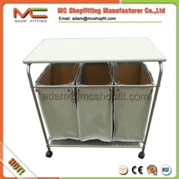 3 hamper laundry trolley with with Ironing Board