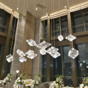 Home hotel glass crystal hanging white pendant lamp