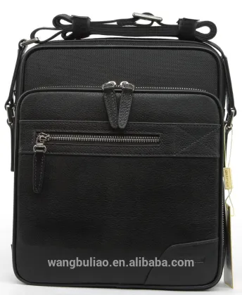 Black leather crossbody bag business shoulder bag messenger bag for men