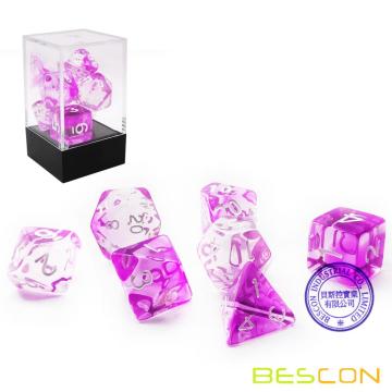 Bescon Crystal Purple - Ensemble de dés poly, 7 pièces, Ensemble de dés Bescon Polyhedral RPG - Crystal Purple