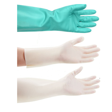 Industrial Acid-Alkali Resistant Green Nitrile Rubber Heavy Duty Gloves for Household Cleaning