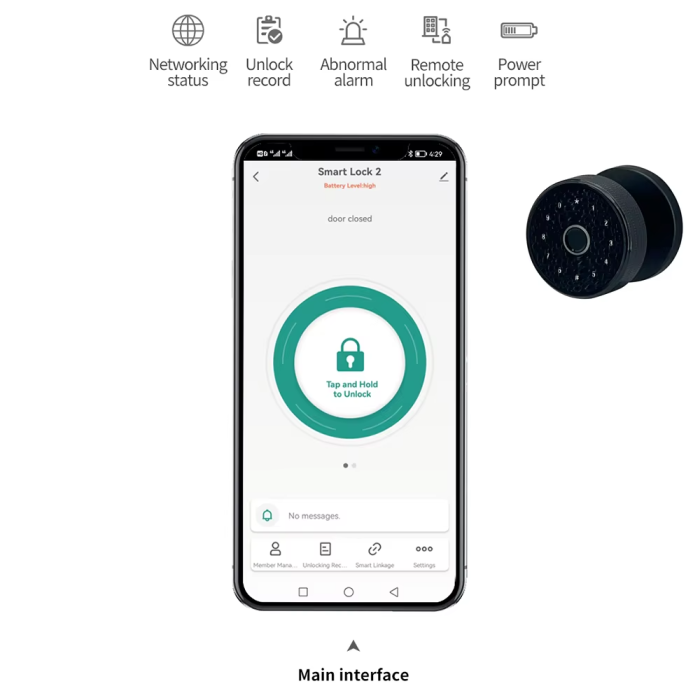 Интеллектуальная черная ручка отпечатков пальцев с отпечатками