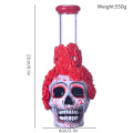 Esqueleto humano dibujado a mano y vaso de vidrio de rosa, lindo bong de Halloween, borosilicato de agua de agua, cachimba de vidrio