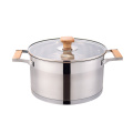 Glass lid straight cooking pot with wooden handle!