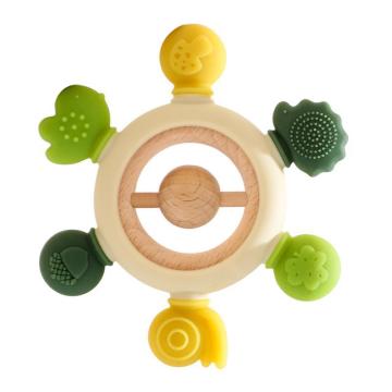 Hot Sale: Beech Wood and Silicone Teething Toy for Babies