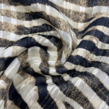 Paño de mezcla de lurex patrón de rayas de tigre