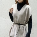 Casual sleeveless folded wear all wool knit waistcoat