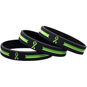 Custom Green Awareness Ribbon Silicone Bracelets