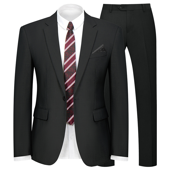 WYWK 2 Piece Men's Suit Wedding Business Party-Black-XL