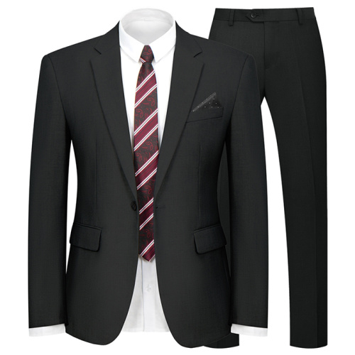 WYWK 2 Piece Men's Suit Wedding Business Party-Black-XL