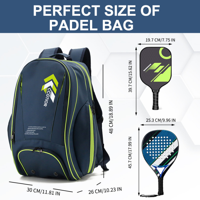 Large Pickleball Bag Sports Backpack with Hanging Fences