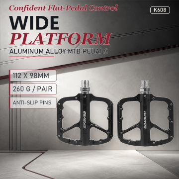 260g Aluminium Ringan MTB Pedal Rata 112x98mm Platform Lebar Dimeterai Pin Anti-Slip K-608