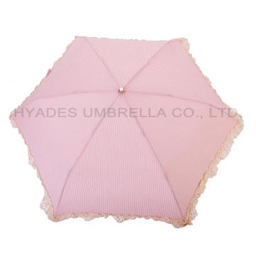 Heat Cut Cute Ruffle Lace 3 Folding Umbrella