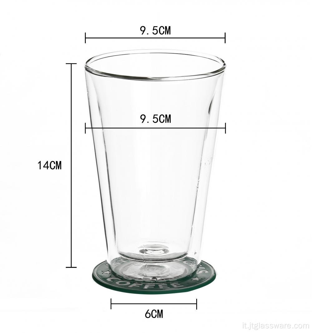 Tè verde della tazza di vetro della maniglia di vendita calda