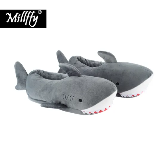 Millffy unisex Fuzzy Winter Slippers Animated Shark Plush Slippers Ultra Soft and Fuzzy Comfy Home Slippers slip on shoes