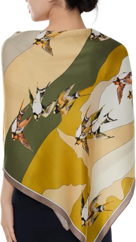 100% Mulberry Silk Large Square Lightweight Scarf &Shawls Hair Wraps Travel Evening Dress for Women with Gift Packed