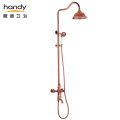 နှင်းဆီရွှေ Antique ကြေးဝါရေချိုးခန်း Faucet Shower Set