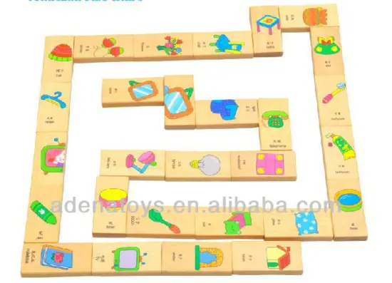 Wooden kids educational DIY Toys 28pieces Infant Educational Dominoes