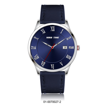 Leather quartz wristwatch men custom brand watch