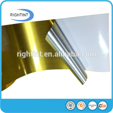 100mic adhesive golden brushed PET film for sale metallic adhesive paper