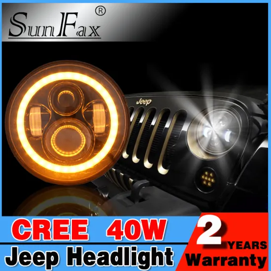 7'' 7 inch car accessory jeep wrangler angle eye headlight, round car auto led light halo ring led motorcycle headlight