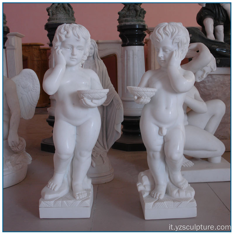 Dimensione della vita del giardino Statua dei bambini del marmo bianco