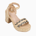 Straw Wedge Sandals with Ankle Strap for Women