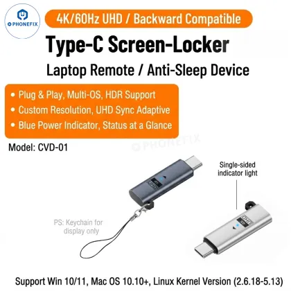 Type-C Graphics Card 4K UHD Virtual Display Adapter EDID Emulator