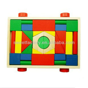 wooden building blocks car toy set