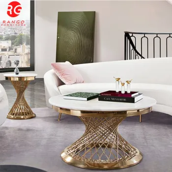 Stainless Steel Marble Glass Top Coffee Tables in Foshan City