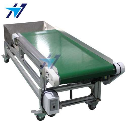 Material hopper belt conveyor