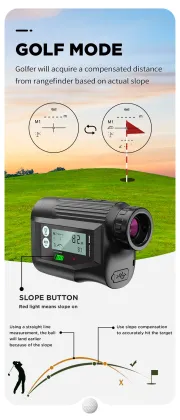 Customizable 6X Laser Golf Rangefinder with LCD Display and Voice Annunciation