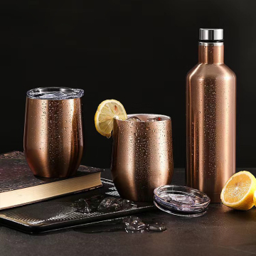 Wine Thermos Set with Sliding Lid & Matching Bottle for Extended Chill