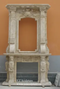 White Travertine Fireplace Mantel (FPS-B009)