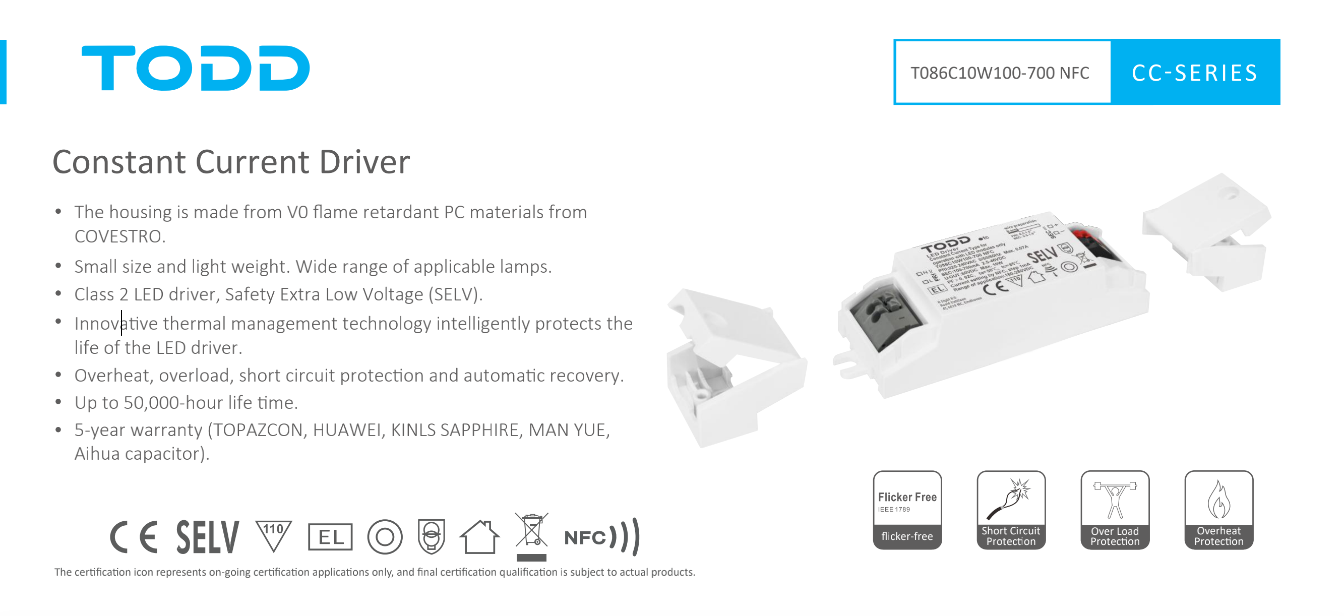 led driver T086C10W100-700 NFC