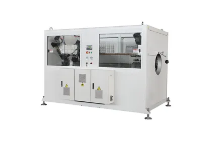 Plastic pipe haul off machine