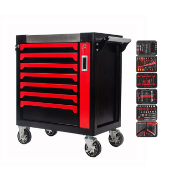 High-Quality 7 Drawer Garage Storage Trolley Set: A Heavy Duty Tool Cabinet with Hand Tools for Workshops