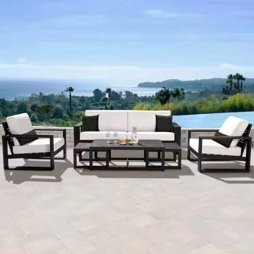 Muebles modulares de exterior personalizados set de patio set de leisure de lujo de madera de tea de lujo sofá de jardín al aire libre