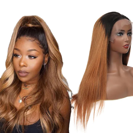 Ombre T1B/30 Wig Straight Hair Glueless Full Lace Wigs 30"Brazilian Human Hair Wigs For Black Women