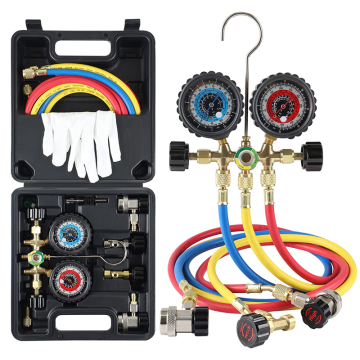 Multifunctional 3-Way AC Gauges Set for R134a R22 R12 R502 with 5FT Hose