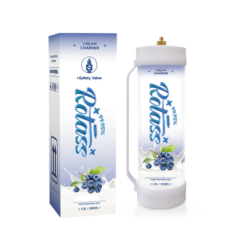 Rotass 3.3L Blueberry Whipped Cream Gas Cylinder with Safety Valve - 2000g Canister