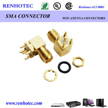 Right Angle Female SMA Antenna PCB Mounting Connector
