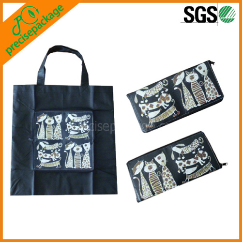 Handled Black Non Woven Fold Tote Bag