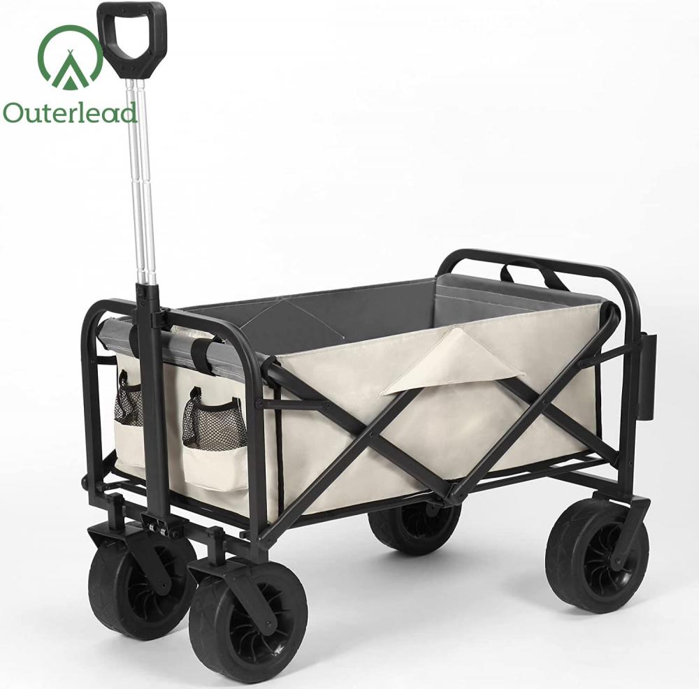 300lbs Capacity Foldable Utility Wagons with Side Pockets