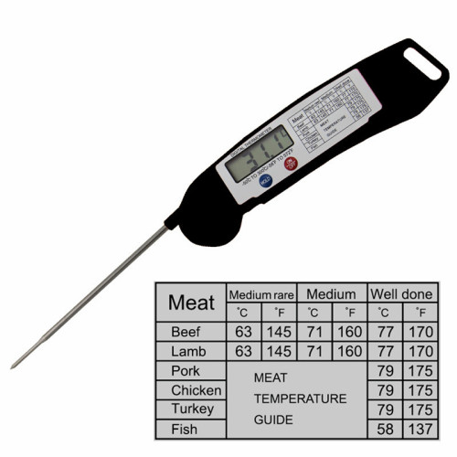 logo custom digital BBQ oven thermometer with foldable probe