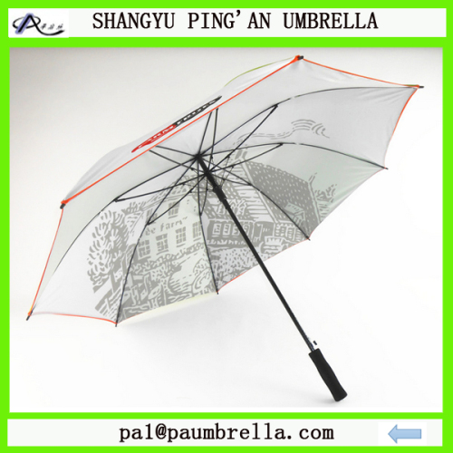 High quality double layer golf umbrella with customer design heat transfer printing umbrella makde in China